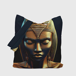 Сумка-шопер Нейросеть - золотая статуя египетской царицы, цвет: 3D-принт