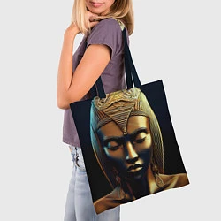 Сумка-шопер Нейросеть - золотая статуя египетской царицы, цвет: 3D-принт — фото 2