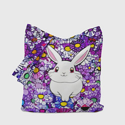 Сумка-шопер Веселый кролик в цветах, цвет: 3D-принт