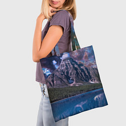 Сумка-шопер Горы и лес у озера, цвет: 3D-принт — фото 2