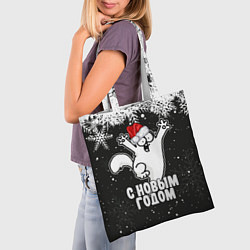 Сумка-шопер С Новым годом - кот Саймона и снежинки, цвет: 3D-принт — фото 2