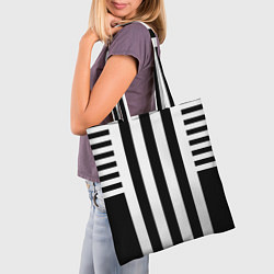 Сумка-шопер Черно белый узор в полоску, цвет: 3D-принт — фото 2