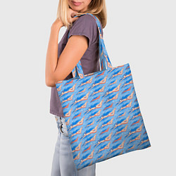 Сумка-шопер Плывущие девушки на голубом фоне, цвет: 3D-принт — фото 2