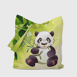 Сумка-шопер Панда на фоне листьев, цвет: 3D-принт