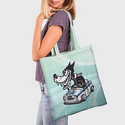 Сумка-шопер Волк за рулем автомобиля, цвет: 3D-принт — фото 2