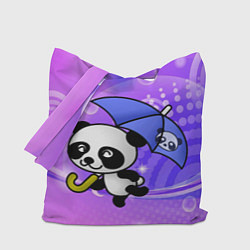 Сумка-шопер Панда с зонтиком бежит в гости, цвет: 3D-принт