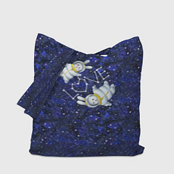 Сумка-шопер Неземная любовь кроликов в космосе, цвет: 3D-принт