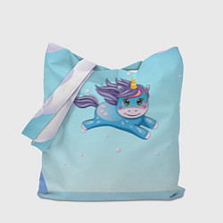 Сумка-шопер Синий единорог в прыжке, цвет: 3D-принт