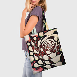 Сумка-шопер Водоворот белых капель в бордовой жидкости, цвет: 3D-принт — фото 2