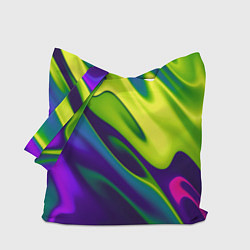 Сумка-шопер Сине-зелёное и фиолетовое абстрактное слияние, цвет: 3D-принт