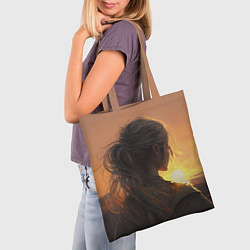 Сумка-шопер Девушка на закате, цвет: 3D-принт — фото 2