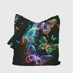 Сумка-шопер Неоновые дикие бабочки, цвет: 3D-принт