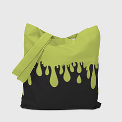 Сумка-шопер Зеленые капли на черном, цвет: 3D-принт