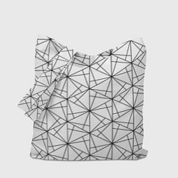 Сумка-шопер Чёрно-белый геометрический треугольный узор, цвет: 3D-принт
