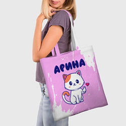 Сумка-шопер Арина кошечка с сердечком, цвет: 3D-принт — фото 2