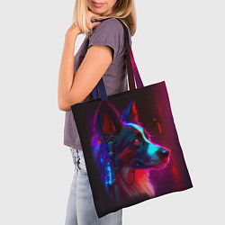 Сумка-шопер Кибер-собака неон, цвет: 3D-принт — фото 2