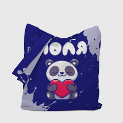 Сумка-шопер Поля панда с сердечком, цвет: 3D-принт