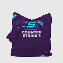 Сумка-шопер Символ Counter Strike 2 в неоновых цветах на темно, цвет: 3D-принт