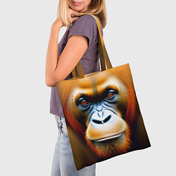Сумка-шопер Орангутан - Обезьяна, от которой веет добротой, цвет: 3D-принт — фото 2