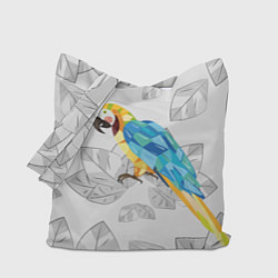 Сумка-шопер Попугай на сером фоне, цвет: 3D-принт