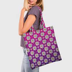 Сумка-шопер Абстрактные разноцветные узоры на пурпурно-фиолето, цвет: 3D-принт — фото 2