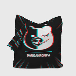 Сумка-шопер Символ Danganronpa в стиле glitch на темном фоне, цвет: 3D-принт