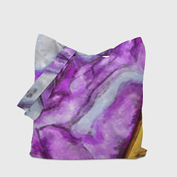 Сумка-шопер Рисунок текстуры белого и фиолетового мрамора, цвет: 3D-принт