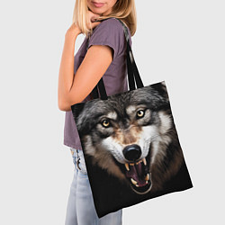 Сумка-шопер Агрессивный рычащий волк, цвет: 3D-принт — фото 2