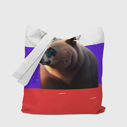 Сумка-шопер Медведь на флаге России, цвет: 3D-принт