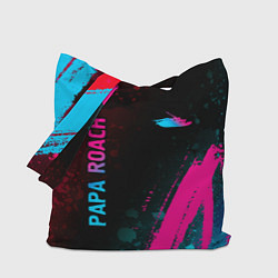 Сумка-шопер Papa Roach - neon gradient: надпись, символ, цвет: 3D-принт
