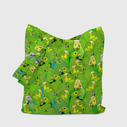 Сумка-шоппер Зеленые волнистые попугайчики