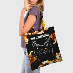 Сумка-шопер The Offspring рок кот и огонь, цвет: 3D-принт — фото 2