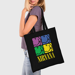 Сумка-шопер NIRVANA - смайлы, цвет: 3D-принт — фото 2