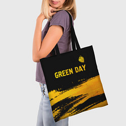 Сумка-шопер Green Day - gold gradient: символ сверху, цвет: 3D-принт — фото 2