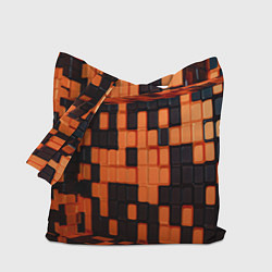 Сумка-шопер Чёрные и оранжевые кубики, цвет: 3D-принт