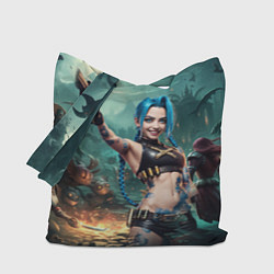 Сумка-шопер Arcane league of legends Jinx с пистолетом, цвет: 3D-принт