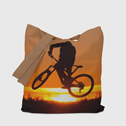 Сумка-шопер Велосипедист на закате, цвет: 3D-принт