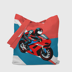 Сумка-шопер Нарисованный мотоциклист, цвет: 3D-принт