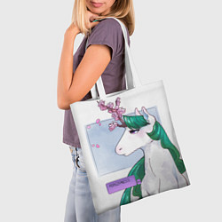 Сумка-шопер Весенний единорог с цветущей сакурой арт, цвет: 3D-принт — фото 2