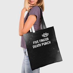 Сумка-шопер Five Finger Death Punch glitch на темном фоне: сим, цвет: 3D-принт — фото 2