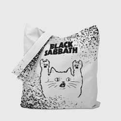 Сумка-шопер Black Sabbath рок кот на светлом фоне, цвет: 3D-принт