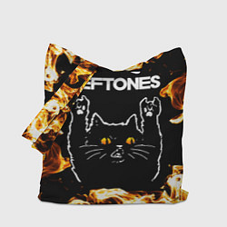 Сумка-шопер Deftones рок кот и огонь, цвет: 3D-принт