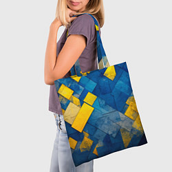 Сумка-шопер Синяя и жёлтая геометрия, цвет: 3D-принт — фото 2