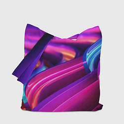 Сумка-шопер Неоновые абстрактные волны, цвет: 3D-принт