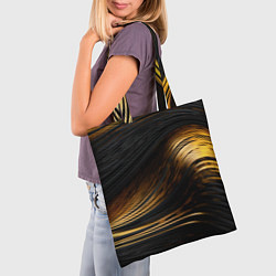 Сумка-шопер Black gold waves, цвет: 3D-принт — фото 2