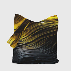 Сумка-шопер Золотистые волны на черном, цвет: 3D-принт