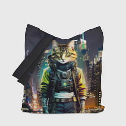 Сумка-шопер Cool cat in New York city at night, цвет: 3D-принт