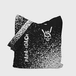 Сумка-шопер Papa Roach и рок символ на темном фоне, цвет: 3D-принт