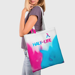 Сумка-шопер Half-Life neon gradient style: символ сверху, цвет: 3D-принт — фото 2