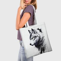 Сумка-шопер Белый волк - краски, цвет: 3D-принт — фото 2